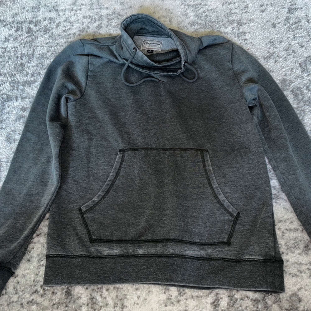 Flag & Anthem Funnel Neck Pullover Hoodie Heather Gray Size: Small EUC! Like New